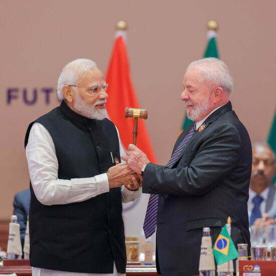 PM hands over theG20 Presidency to thePresident of Brazil,Mr. Luis Inacio Lufa at Bharat Mandapam THIS SHOULD COME LAST IN THE PHOTOORDER